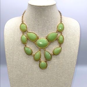 Green and Gold Tone Statement Bib Necklace